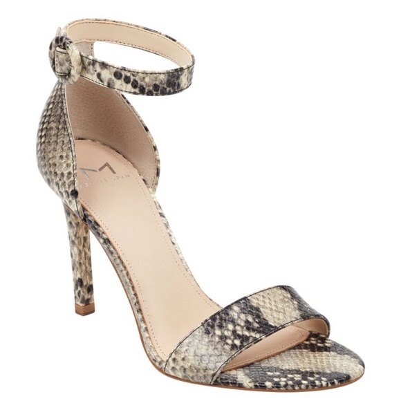 Marc Fisher Kora Snakeskin Ankle Strap Sandal heel - Picture 1 of 4